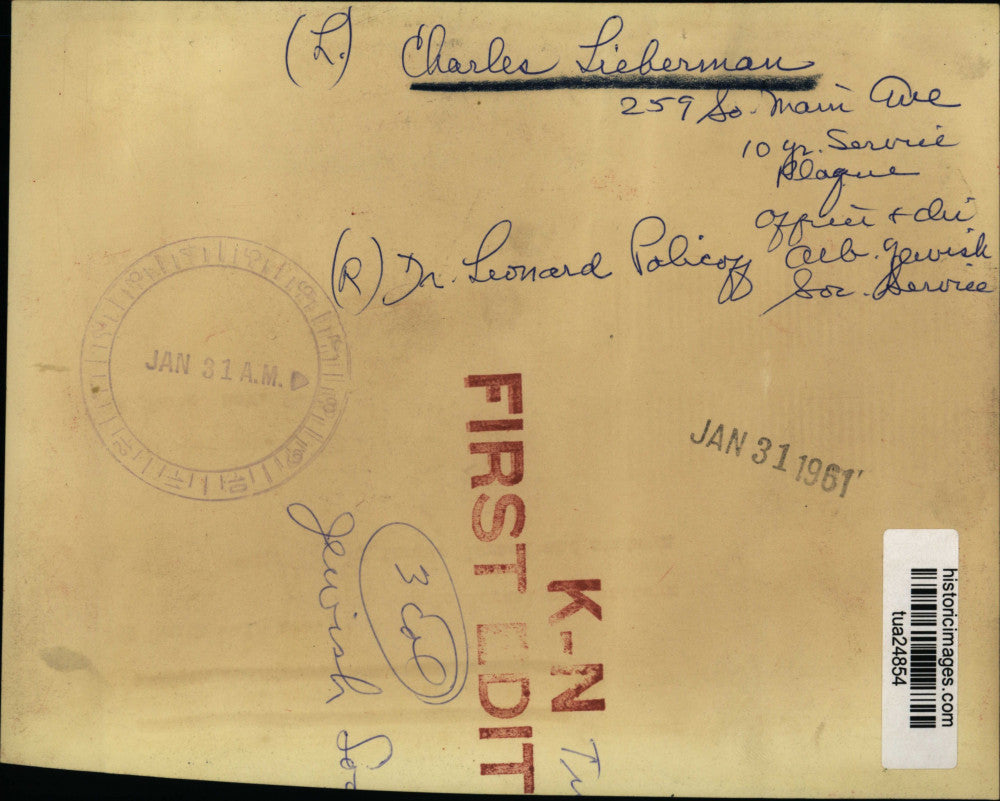 1961 Press Photo Charles Lieberman & Dr. Leonard Policoff in Albany, New York