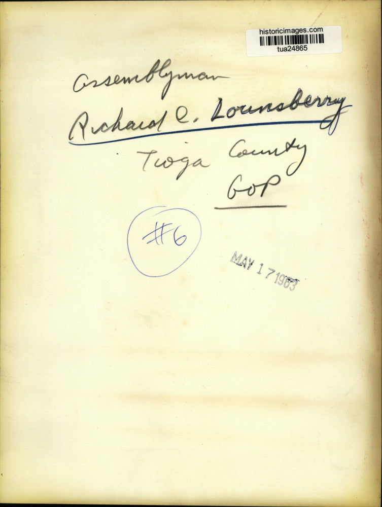 1963 Press Photo New York State Assemblyman Richard Lounsberry, Republican