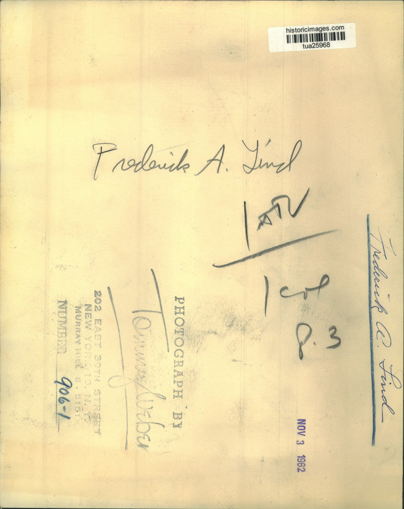 1962 Press Photo Frederick A. Lind, New York - tua25968