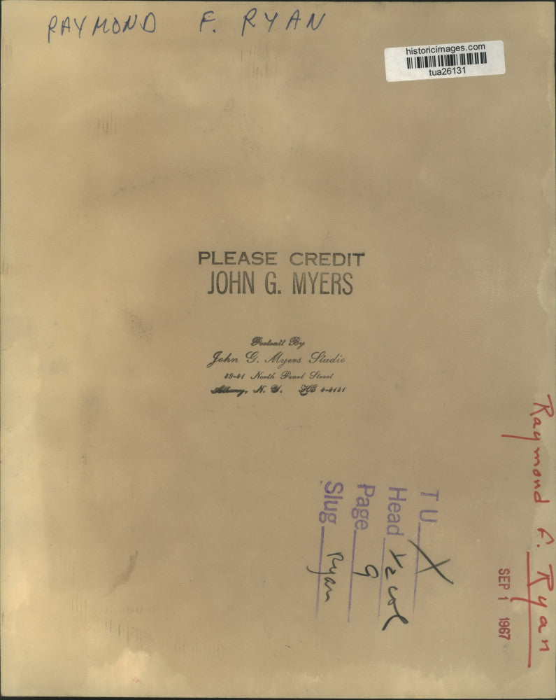 1967 Press Photo Raymond F. Ryan, New York - tua26131