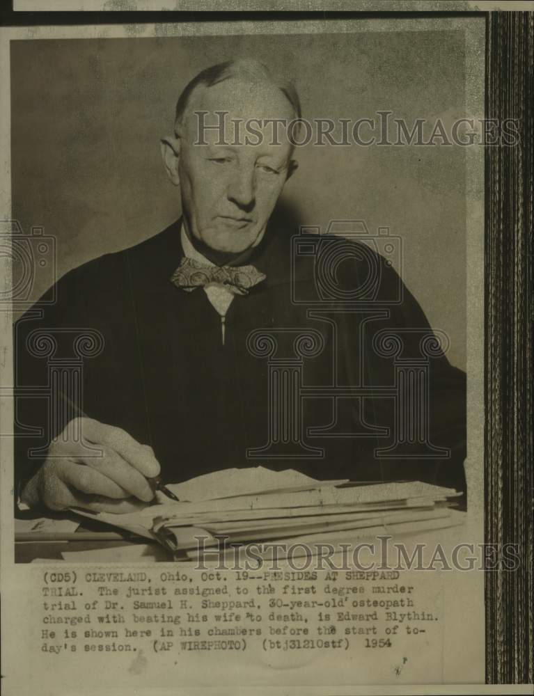 1954 Press Photo Judge Edward Blythin will preside of Dr Sheppard trial in Ohio