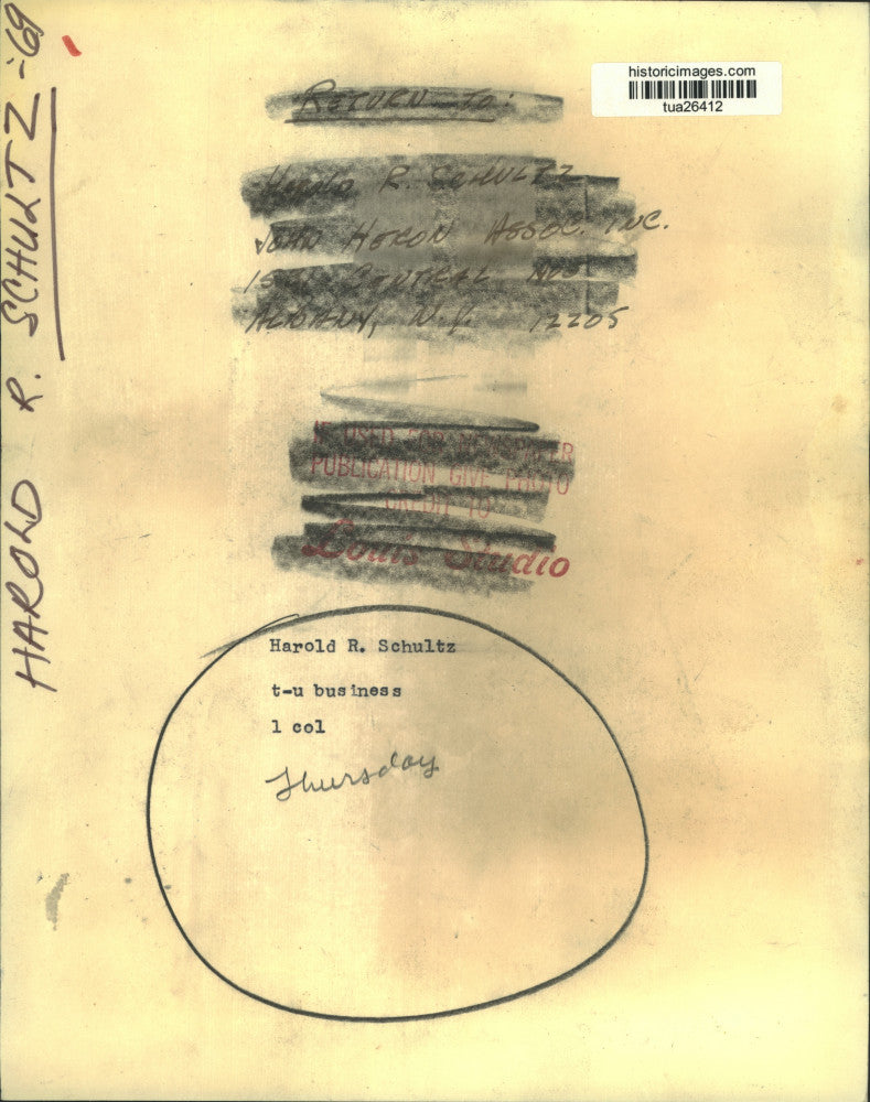 1969 Press Photo Howard R. Schultz, John Heron Associates, Inc, New York