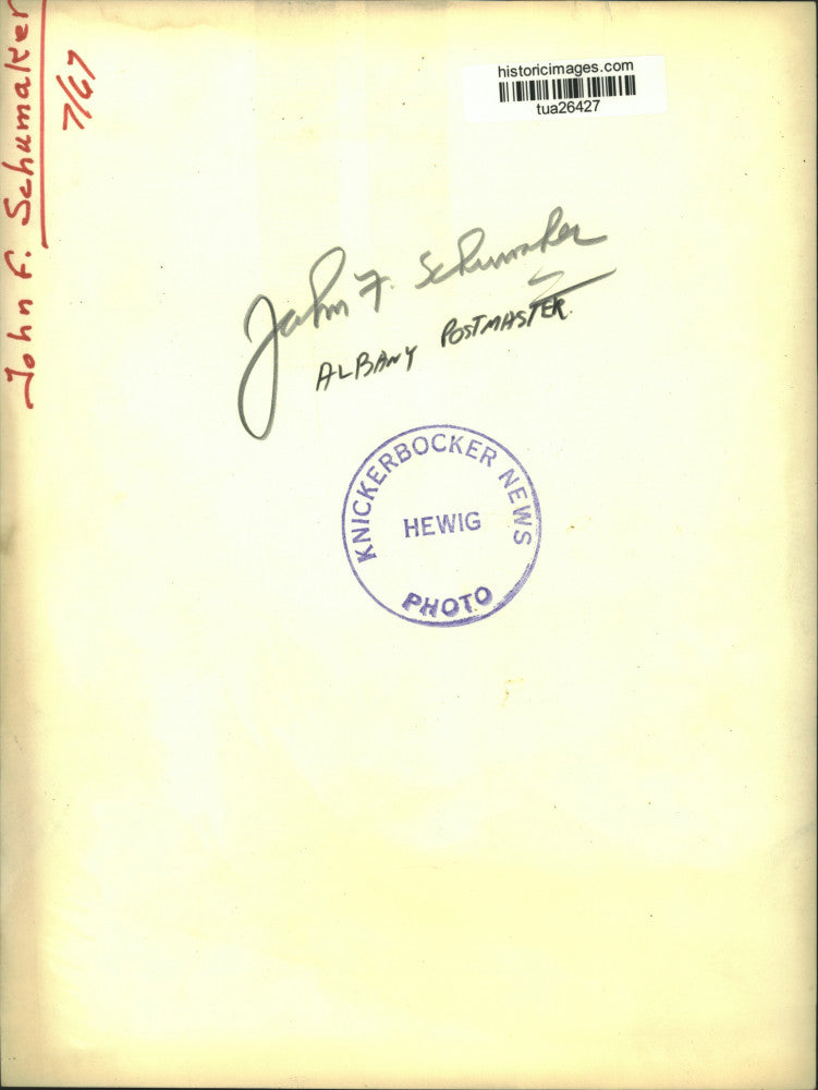 1967 Press Photo John F. Schumaker, US Postmaster, Albany, New York - tua26427