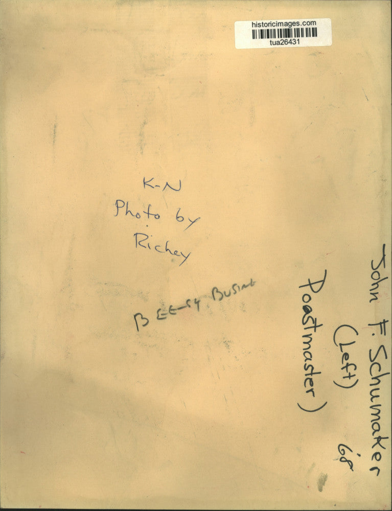 1968 Press Photo US Postmaster John F. Schumaker with beehives in Albany, NY