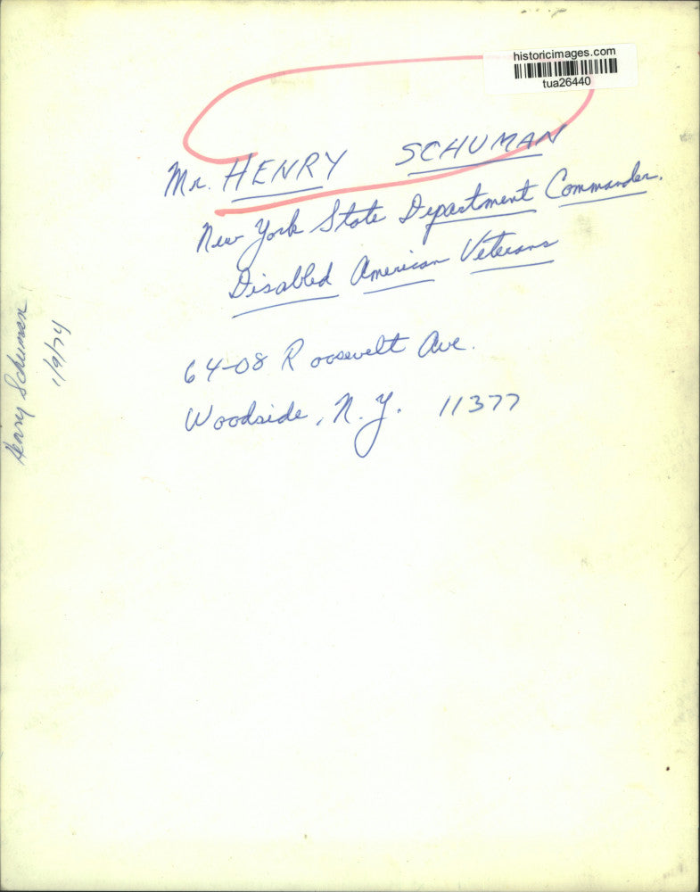 1974 Press Photo Henry Schuman, Disabled American Veterans Commander, New York