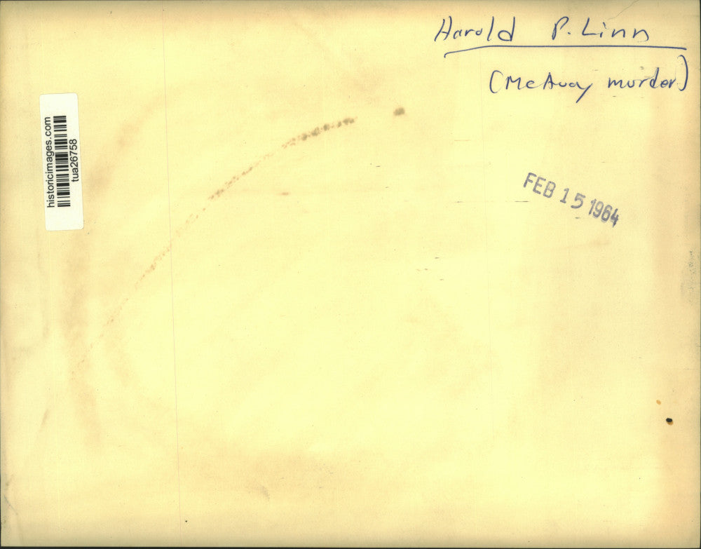 1964 Press Photo Accused murdered Harold Linn in back of Albany, NY police car