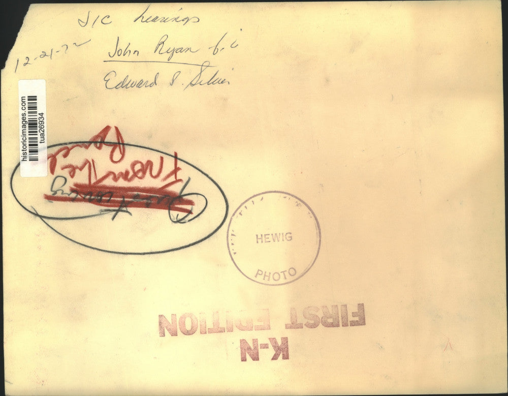 1972 Press Photo John Ryan and Edward S. Silver during hearing in New York