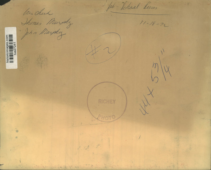 Load image into Gallery viewer, 1972 Press Photo Crew inspects school bus in New York mechanic garage
