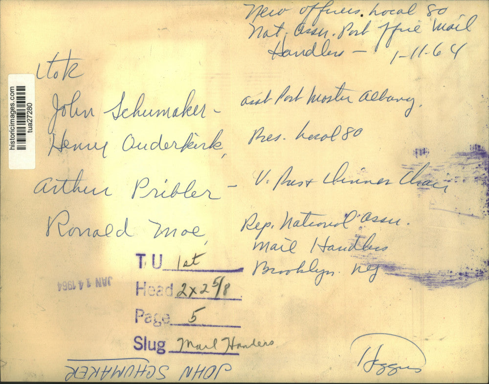 1964 Press Photo Mail handlers union officials meet in Albany, New York