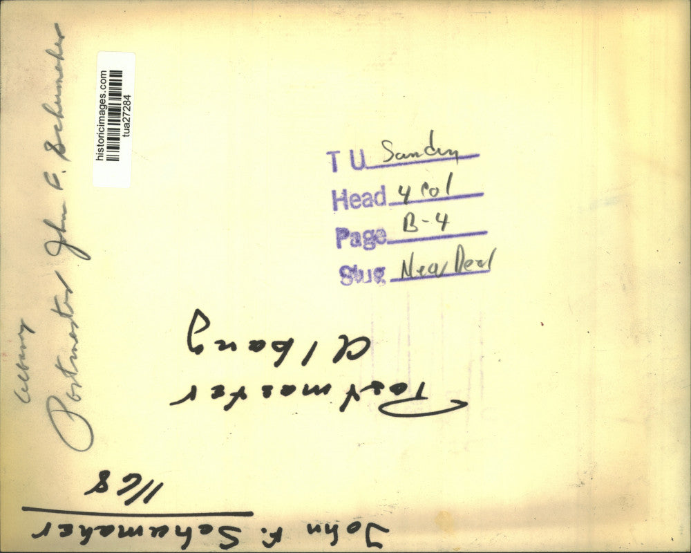 1968 Press Photo John Schumaker with sheets of stamps in Albany, New York