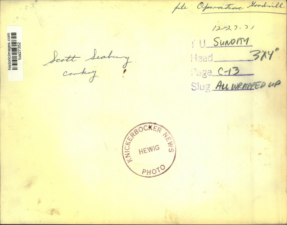 1971 Press Photo Baby and dog sit in pile of audio tape in Albany, New York