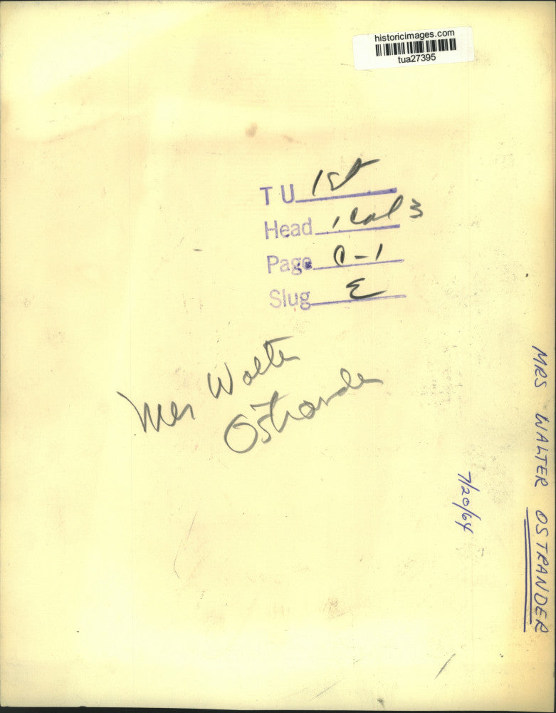 1964 Press Photo Mrs. Walter Ostrander interviewed next to car in New York