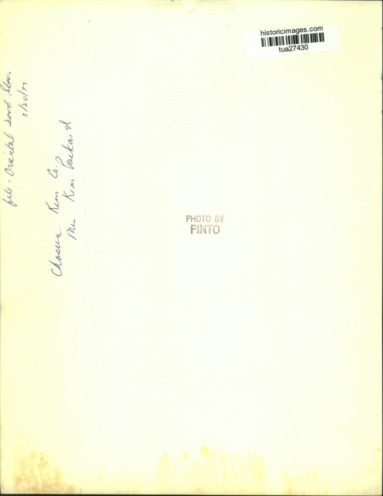 1977 Press Photo Clerk rings up customer at Asian food store in New York