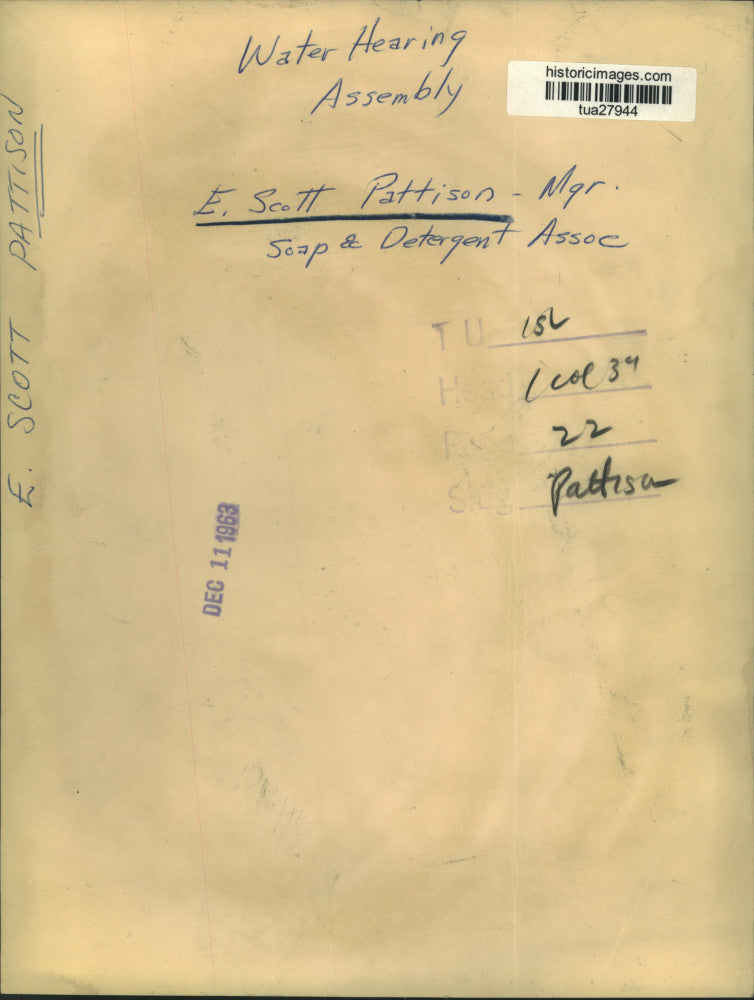 1963 Press Photo E. Scott Pattison at Water Hearing in New York Assembly Chamber