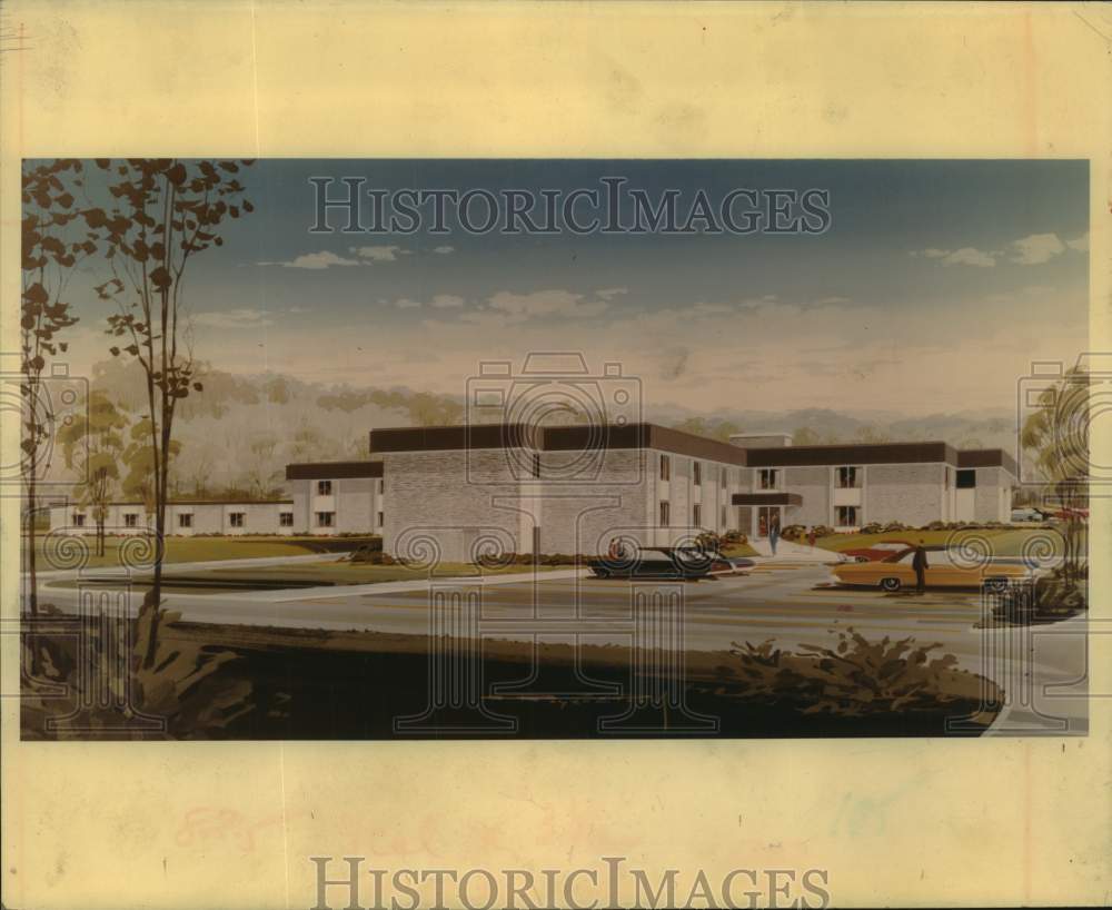 1971 Press Photo Artist rendition of proposed Shaghticoke, New York nursing home