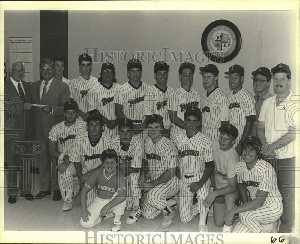 Press Photo Padres Little League team poses in Colonie, New York - tua29541- Historic Images