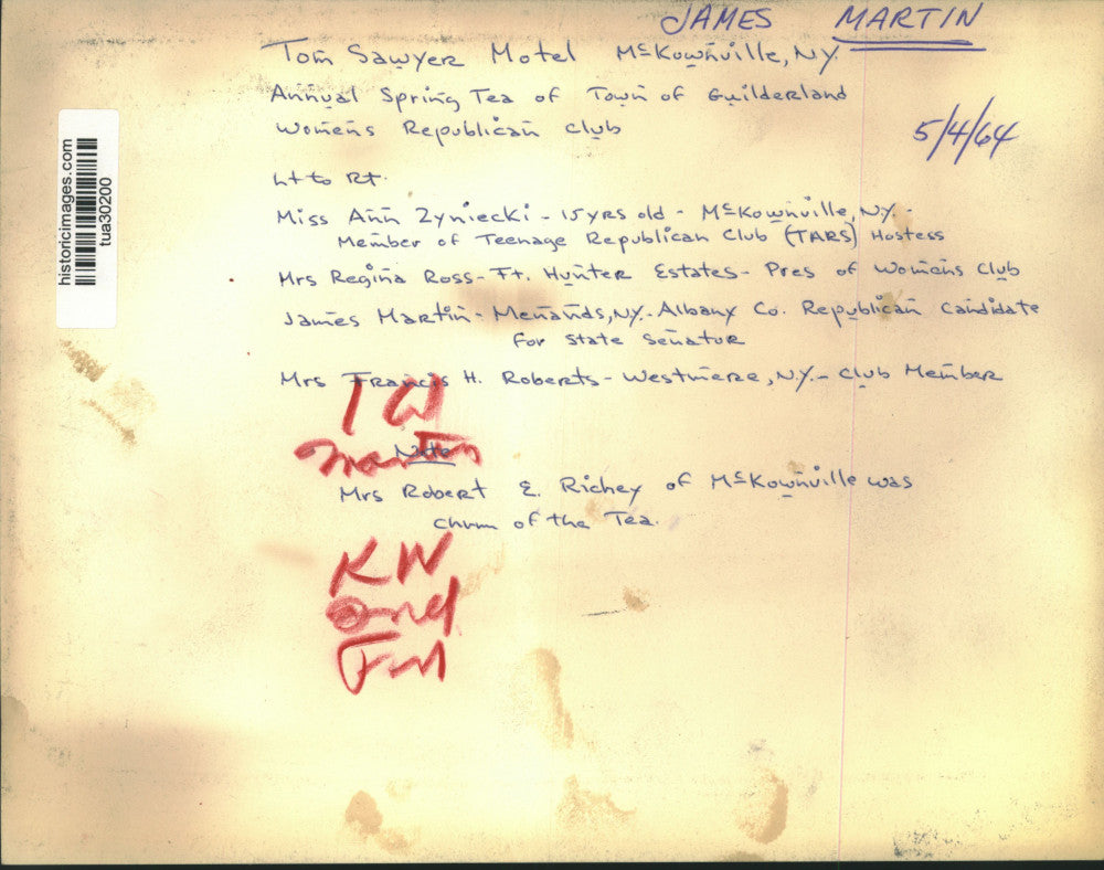 1964 Press Photo Guilderland, New York Women's Republican Club hosts Spring Tea