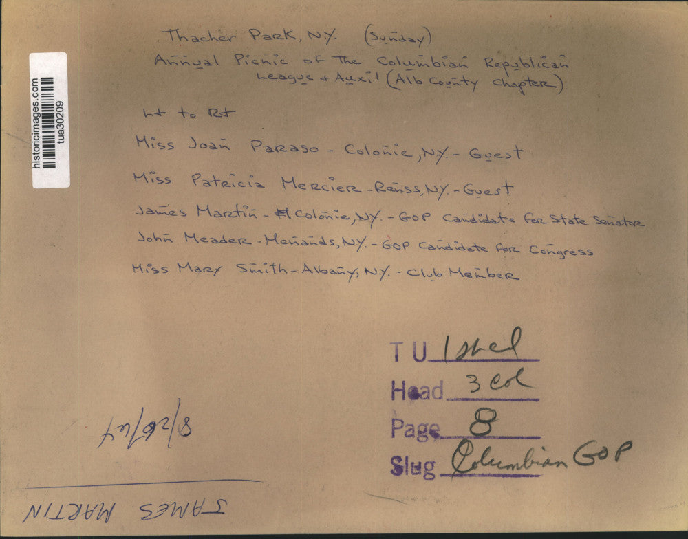 1964 Press Photo Columbian Republican League hosts annual picnic in Albany, NY