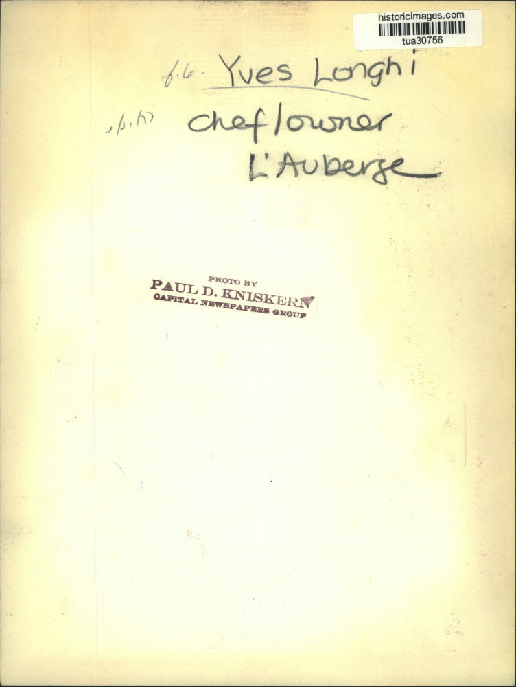 1977 Press Photo Yves Longhi, Chef/Owner of L'Auberge in Albany, New York
