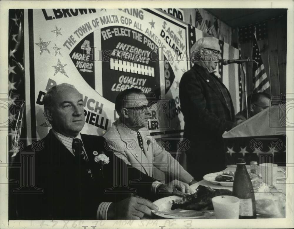 1972 Press Photo Men listen to speaker at Town of Malta Annual Republican Rally