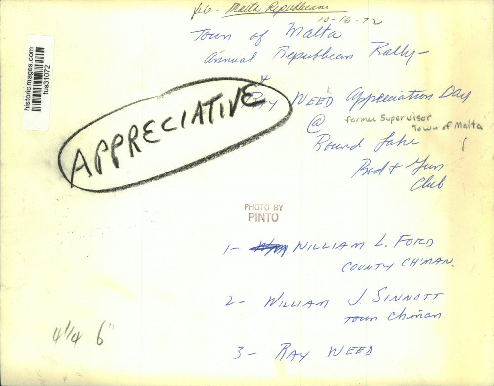 1972 Press Photo Men listen to speaker at Town of Malta Annual Republican Rally