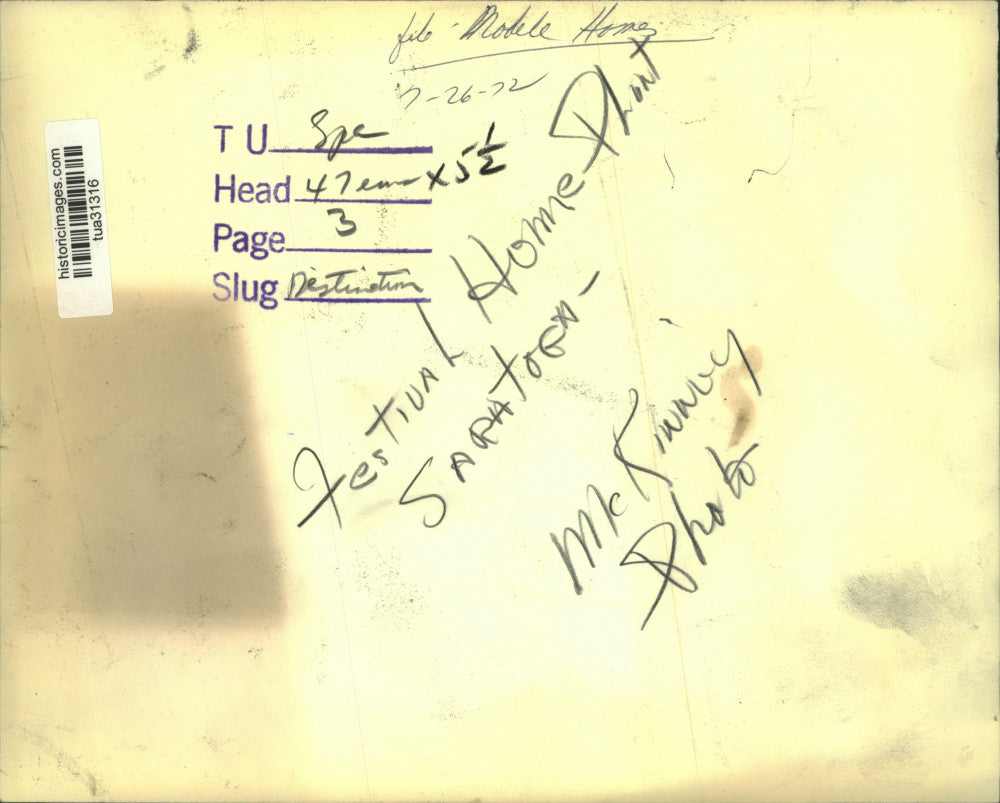 1972 Press Photo Mobile home being built at Festival Home plant, Saratoga, NY