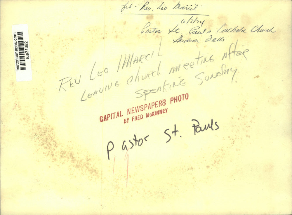 1974 Press Photo Reverend Leo Marcel, St. Paul's Church, Hudson Falls, New York