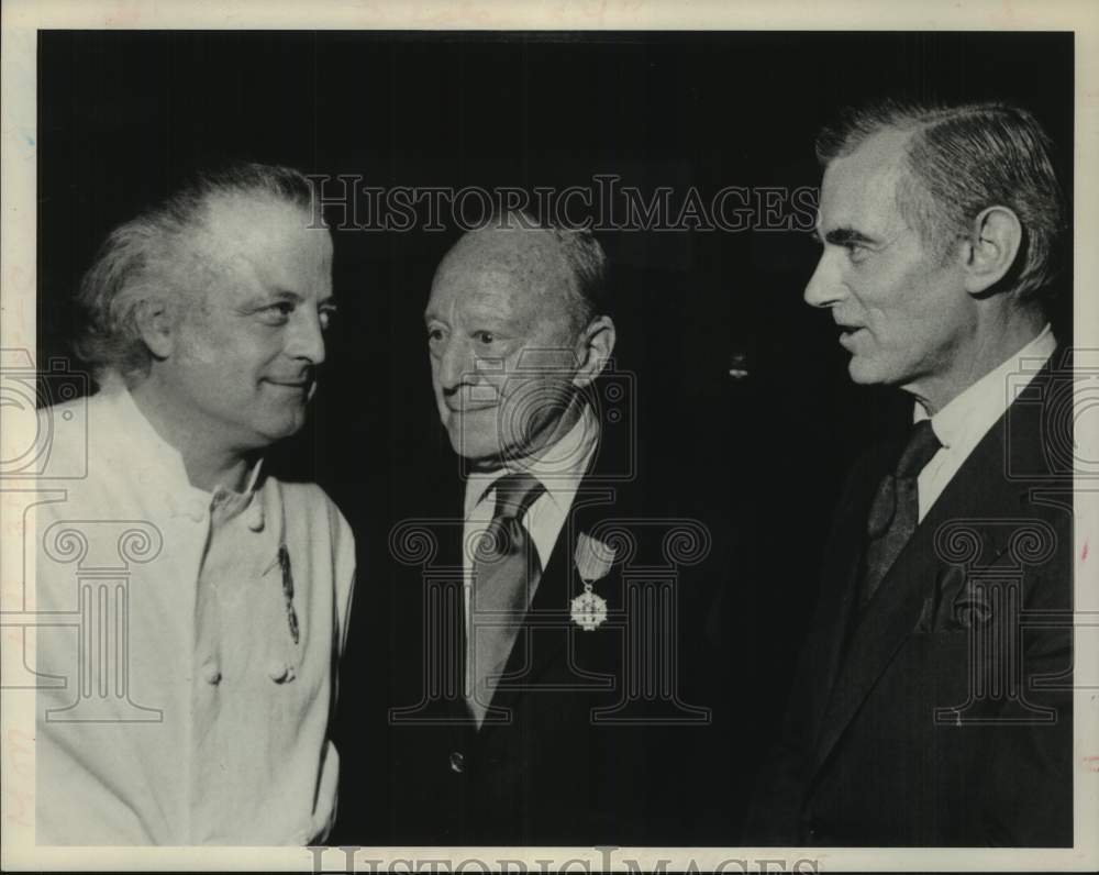 1973 Press Photo French official meets with Albany, New York business owners