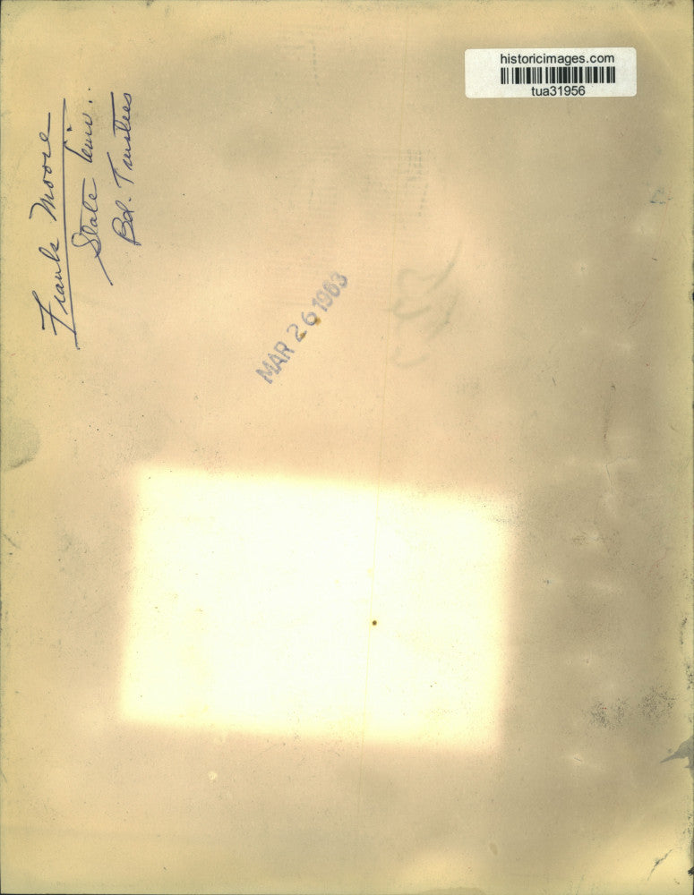 1963 Press Photo Frank C Moore, NY State University Board of Trustees at desk