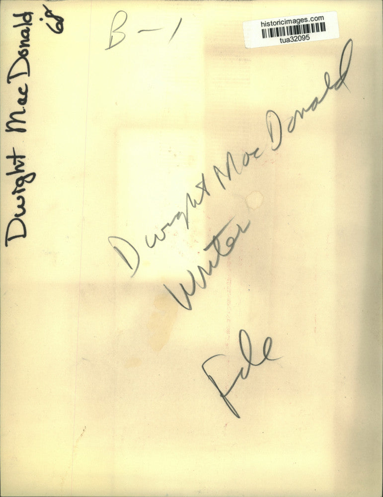 1968 Press Photo Dwight MacDonald, New York - tua32095