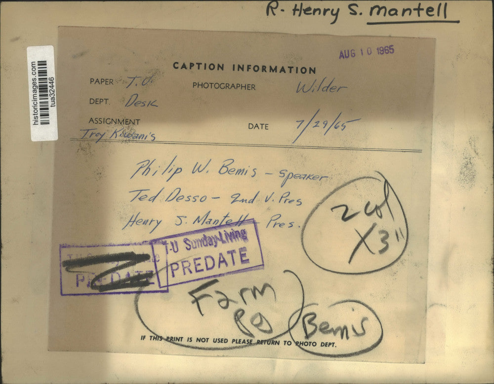 1965 Press Photo Philip W Bemis meets with Troy New York Kiwanis members