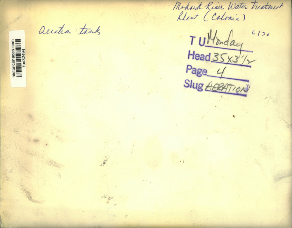 1970 Press Photo Aeration tank at Mohawk River treatment plant, Colonie, NY