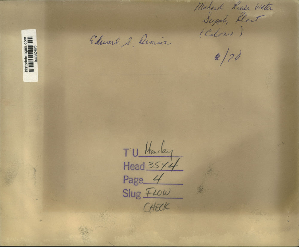 1970 Press Photo Edward Denison at Mohawk River Water Supply plant, Colonie, NY