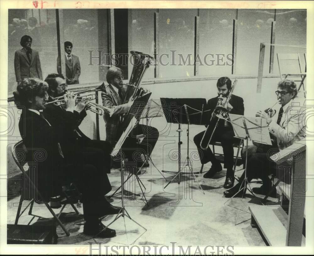 1981 Press Photo Mohawk Brass Quintet plays at Union College, Schenectady, NY- Historic Images