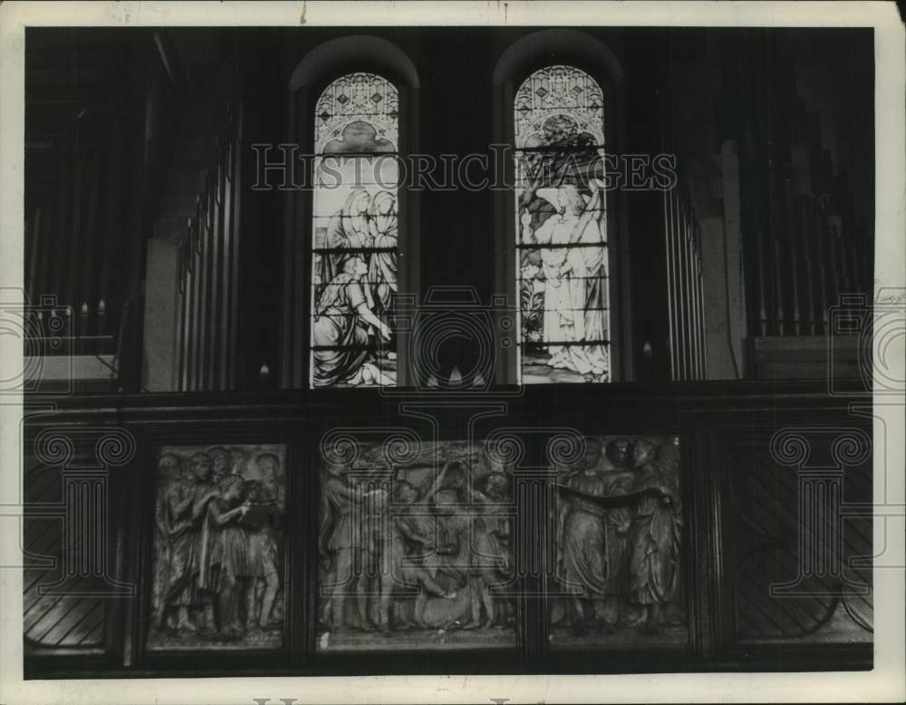 1963 Press Photo Stained glass at Madison Avenue Presbyterian Church, Albany, NY