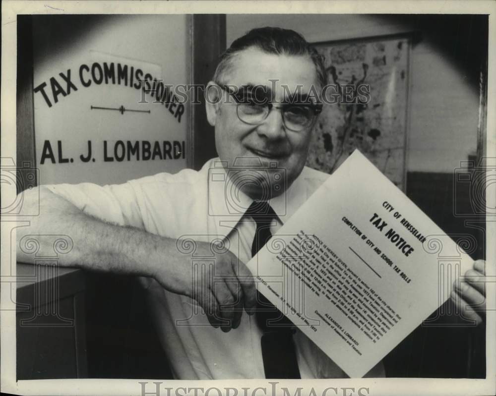 1973 Press Photo Alexander Lombardi, City Tax Commissioner, Rensselaer, New York