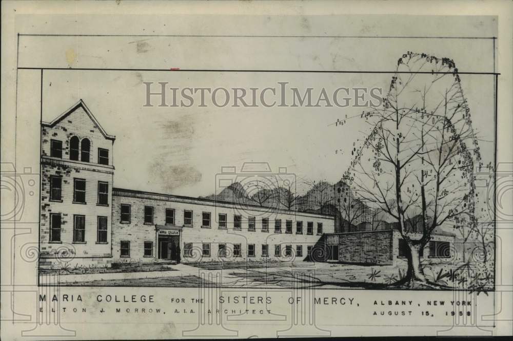 1959 Press Photo Architect's drawing of proposed Maria College New York facility