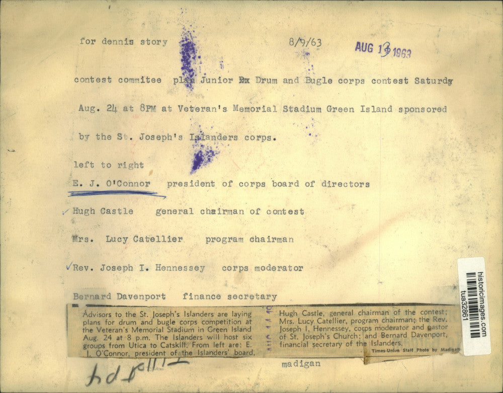 1963 Press Photo Officials plan drum and bugle corps competition in New York