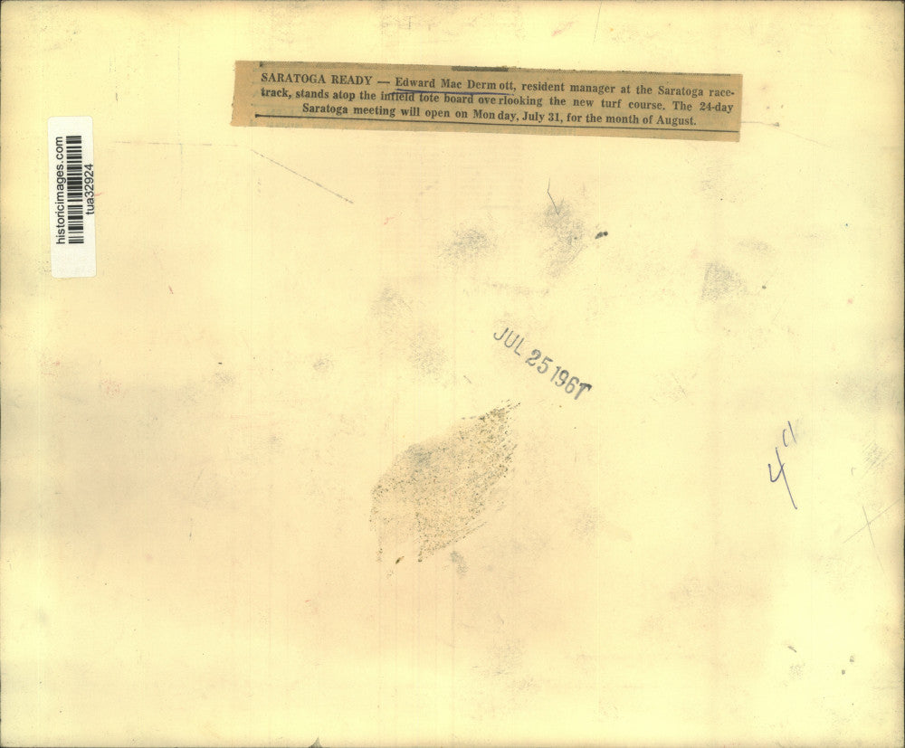 1961 Press PhotoEdward MacDermott, Manager, Saratoga Raceway, New York