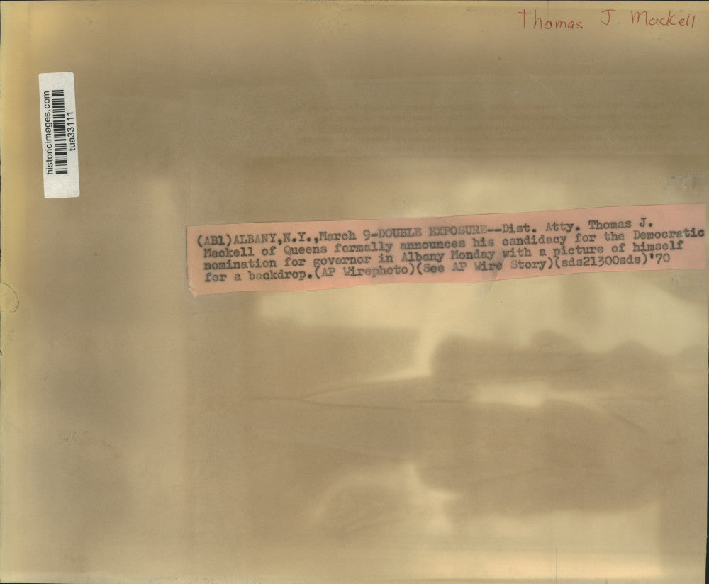 1970 Press Photo Thomas Mackell announces gubernatorial candidacy in Albany, NY