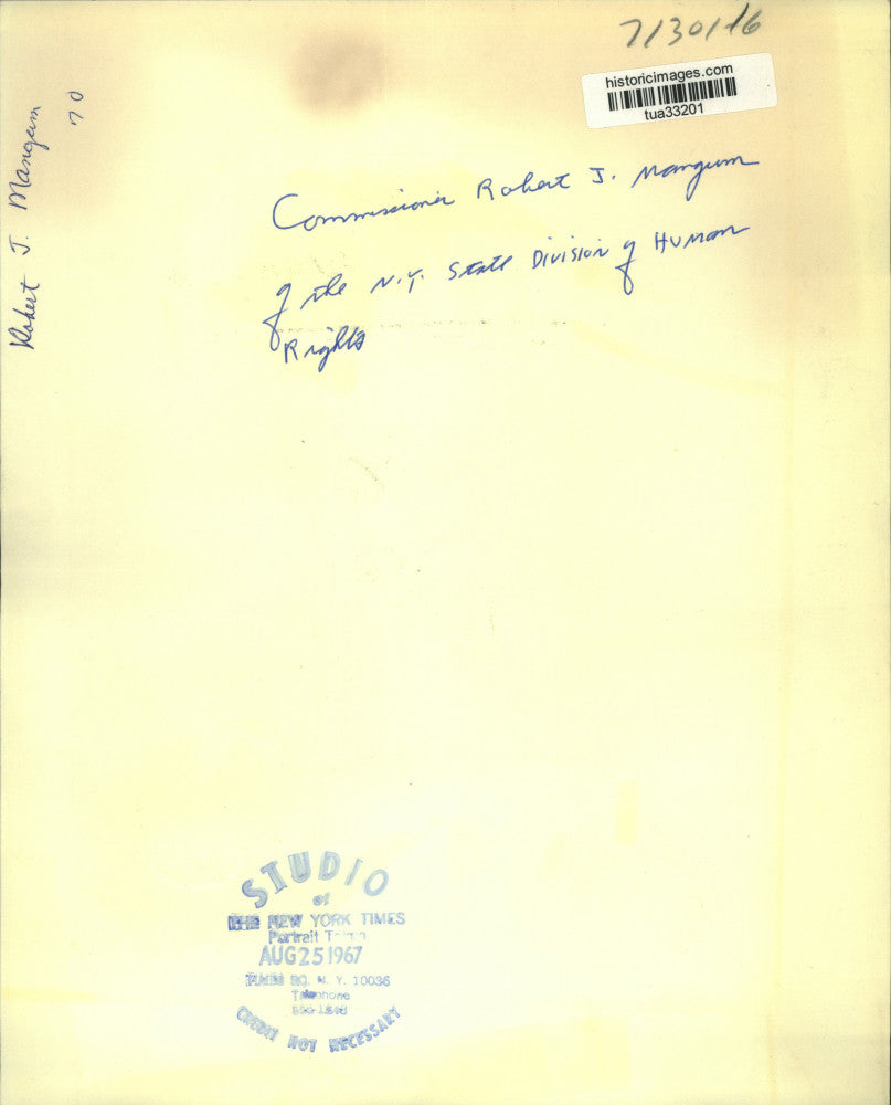 1970 Press Photo Robert J. Mangum, New York State Division of Human Rights