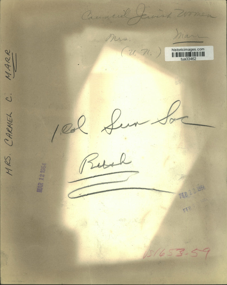 1964 Press Photo Mrs. Carmel C. Marr, Council of Jewish Women, Albany, New York