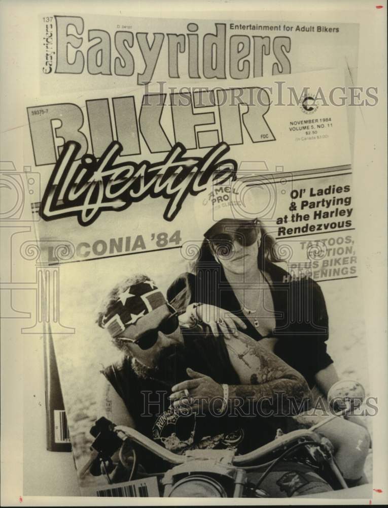 1981 Press Photo Covers of Easyriders &amp; Biker Lifestyle magazines in New York- Historic Images