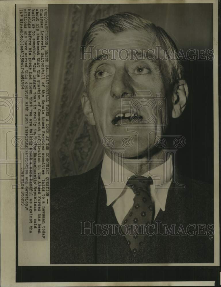 1954 Press Photo Massachusetts Senator Leverett Saltonstall, Washington, DC