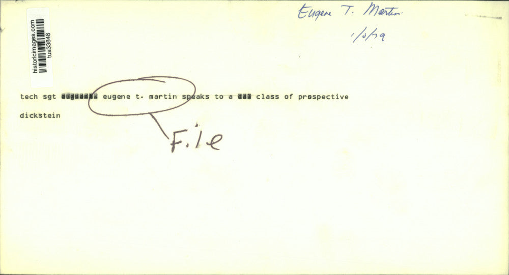 1979 Press Photo Tech Sergeant Eugene T Martin speaks to class of students