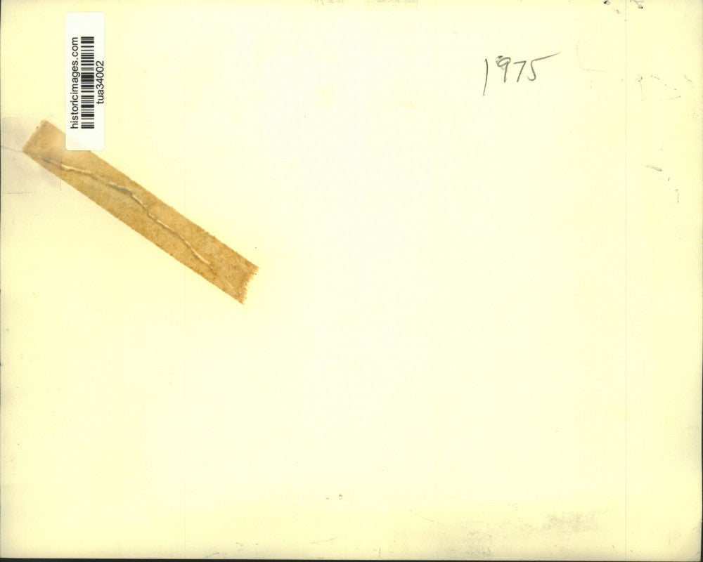 1975 Press Photo Four men and one female sit at tables reviewing papers