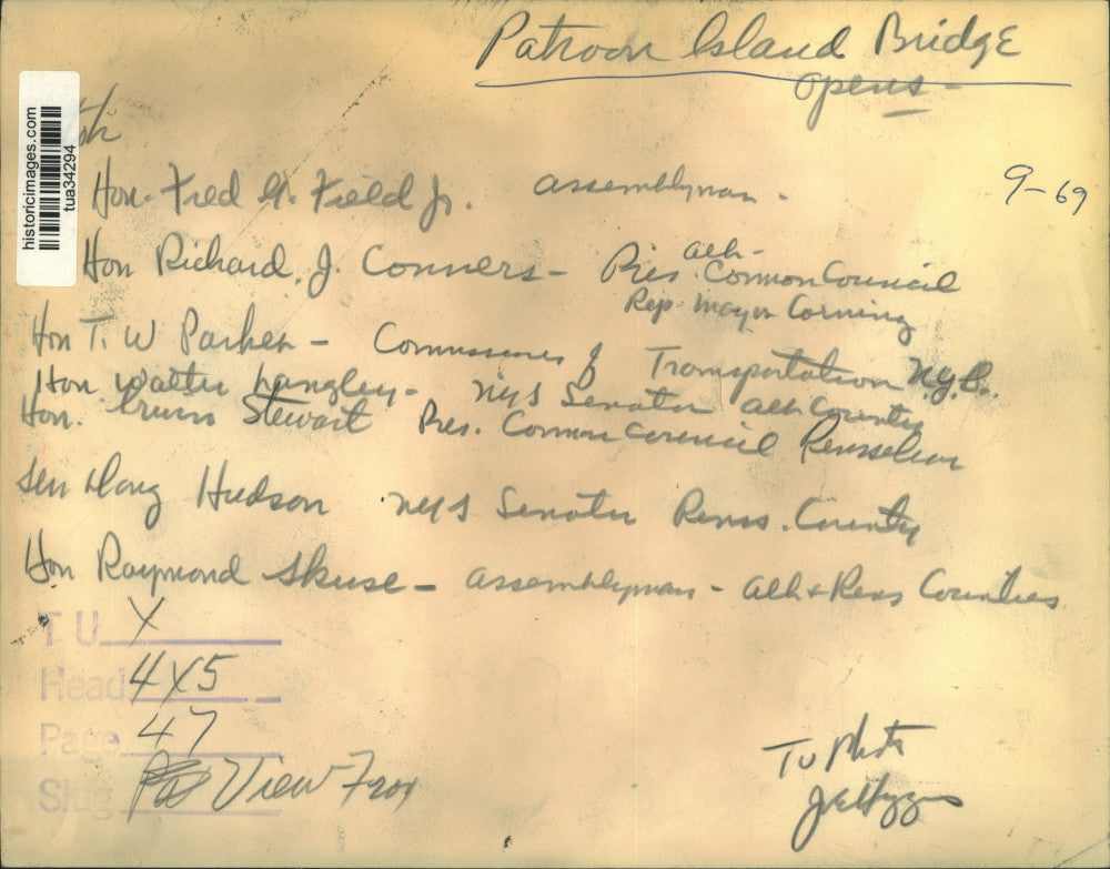 1969 Press Photo Ribbon cutting ceremony for Patroon Island Bridge, Albany, NY