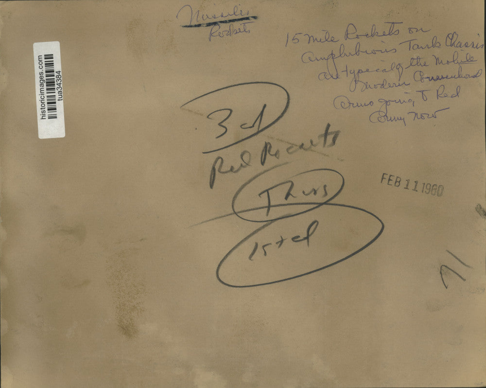 1960 Press Photo Missiles mounted on amphibious launch vehicles in Russia