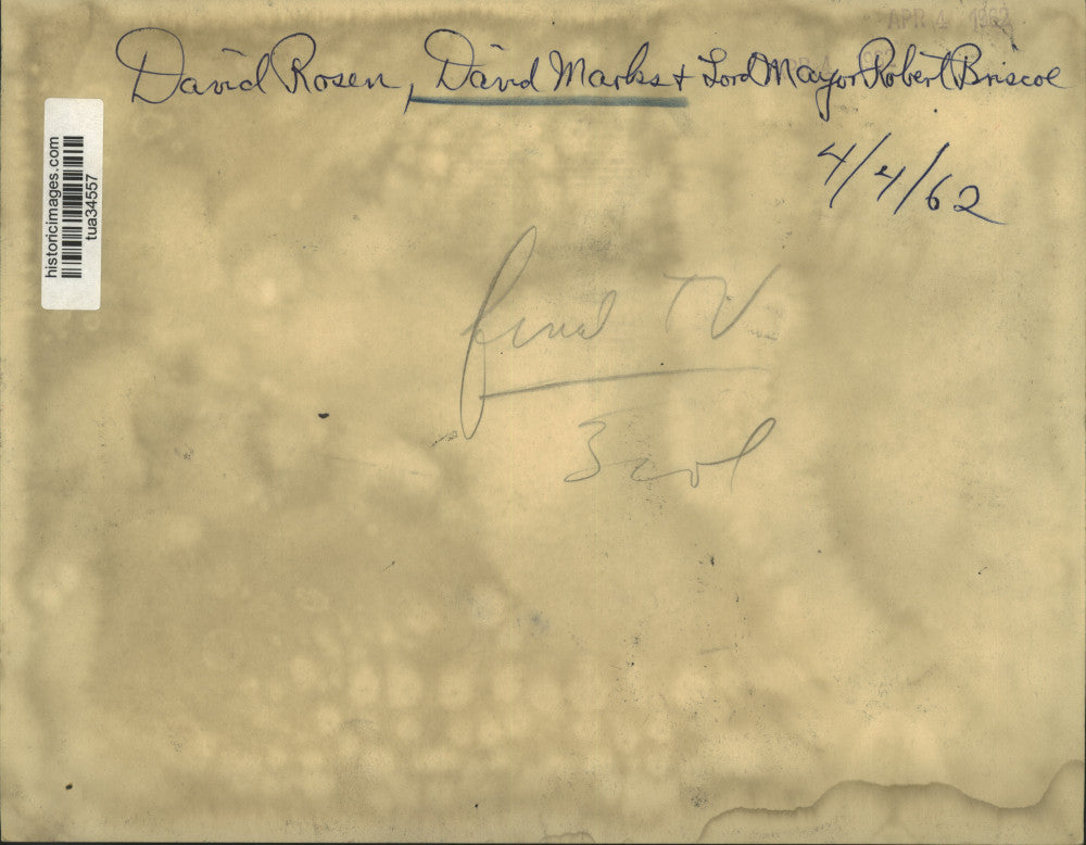 1962 Press Photo David Rosen, David Marks & Lord Mayor Robert Briscoe, New York