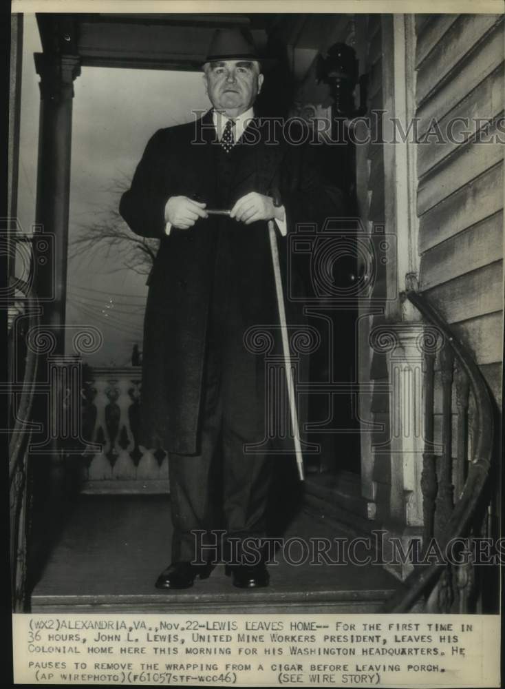 1946 Press Photo John Lewis, United Mine Workers President, in Alexandria, VA